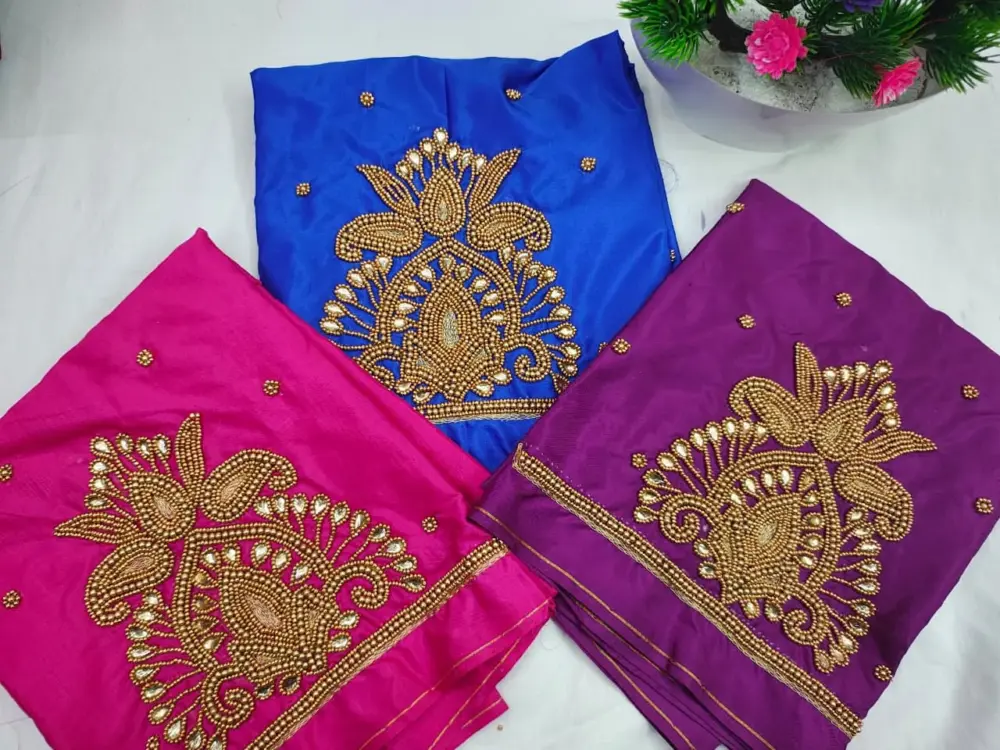 Exquisite Purple Aari Work Blouse Trending Party Wear at Pocket-Friendly Price