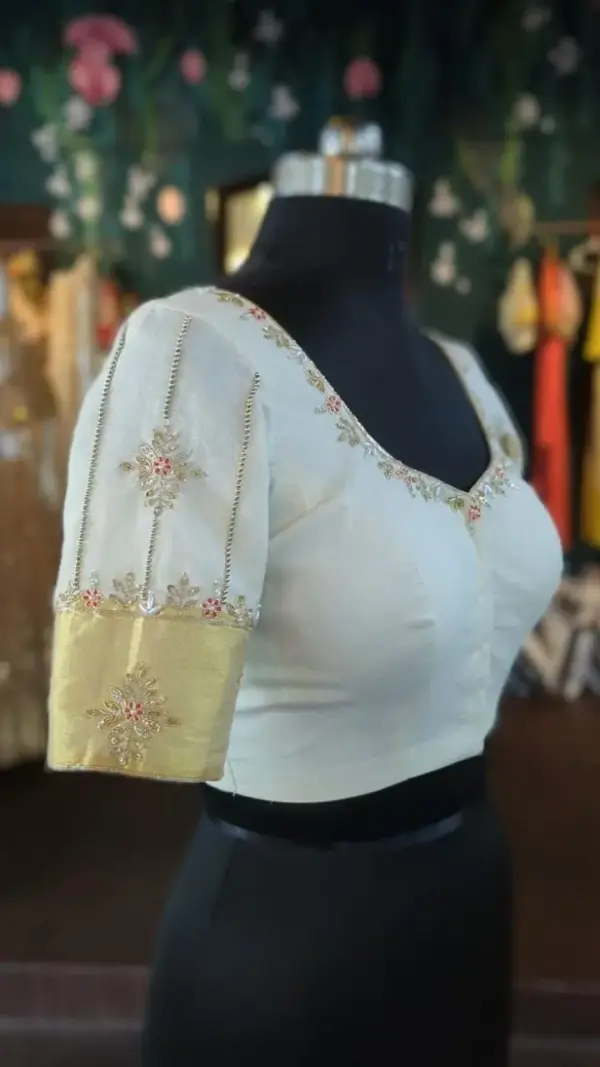 Gorgeous White Zardosi Wedding Blouse Customizable SizesTop Quality Design