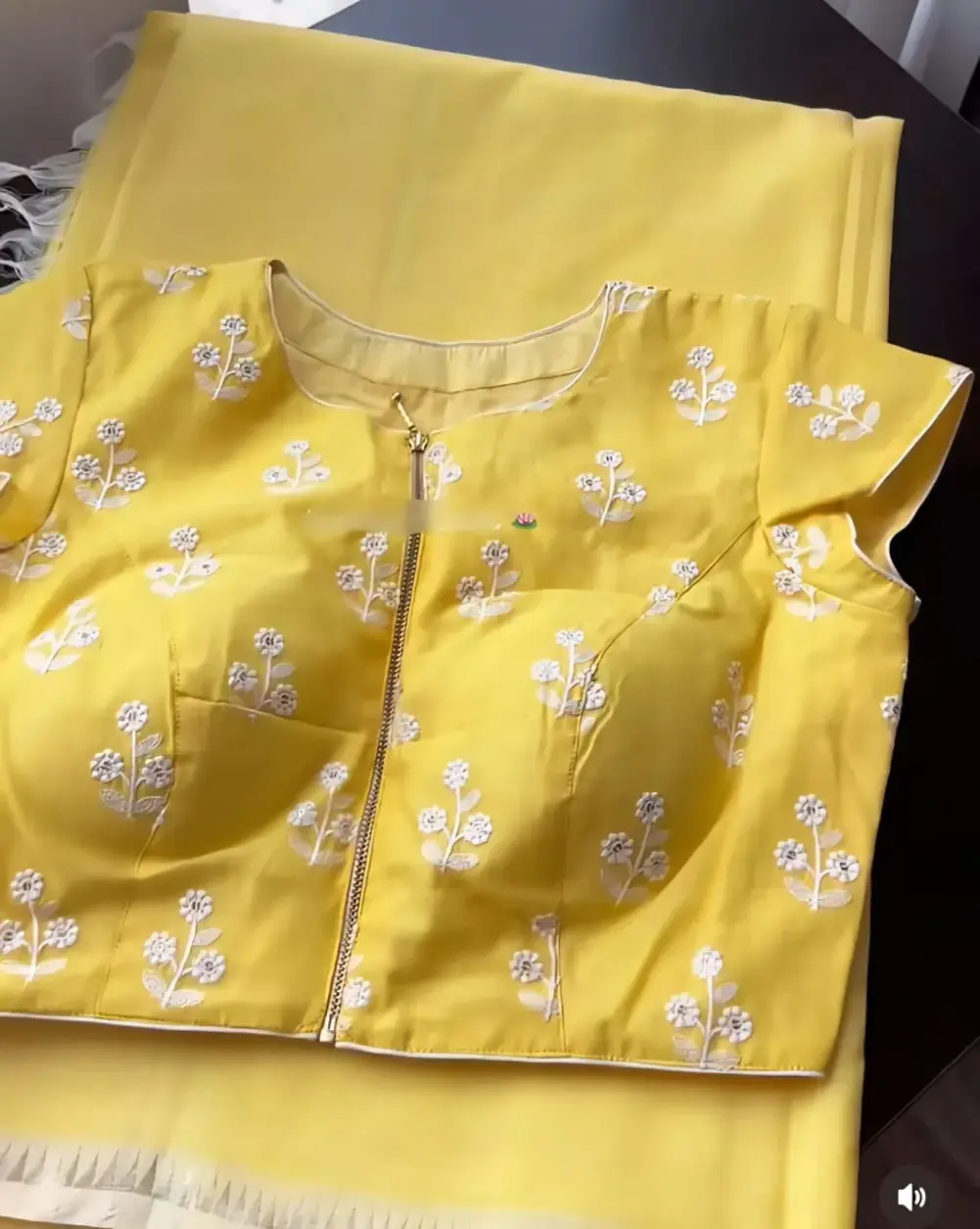 Graceful Yellow Maggam Work Blouse with Floral Detailing Made-to-Order Best Deal Online
