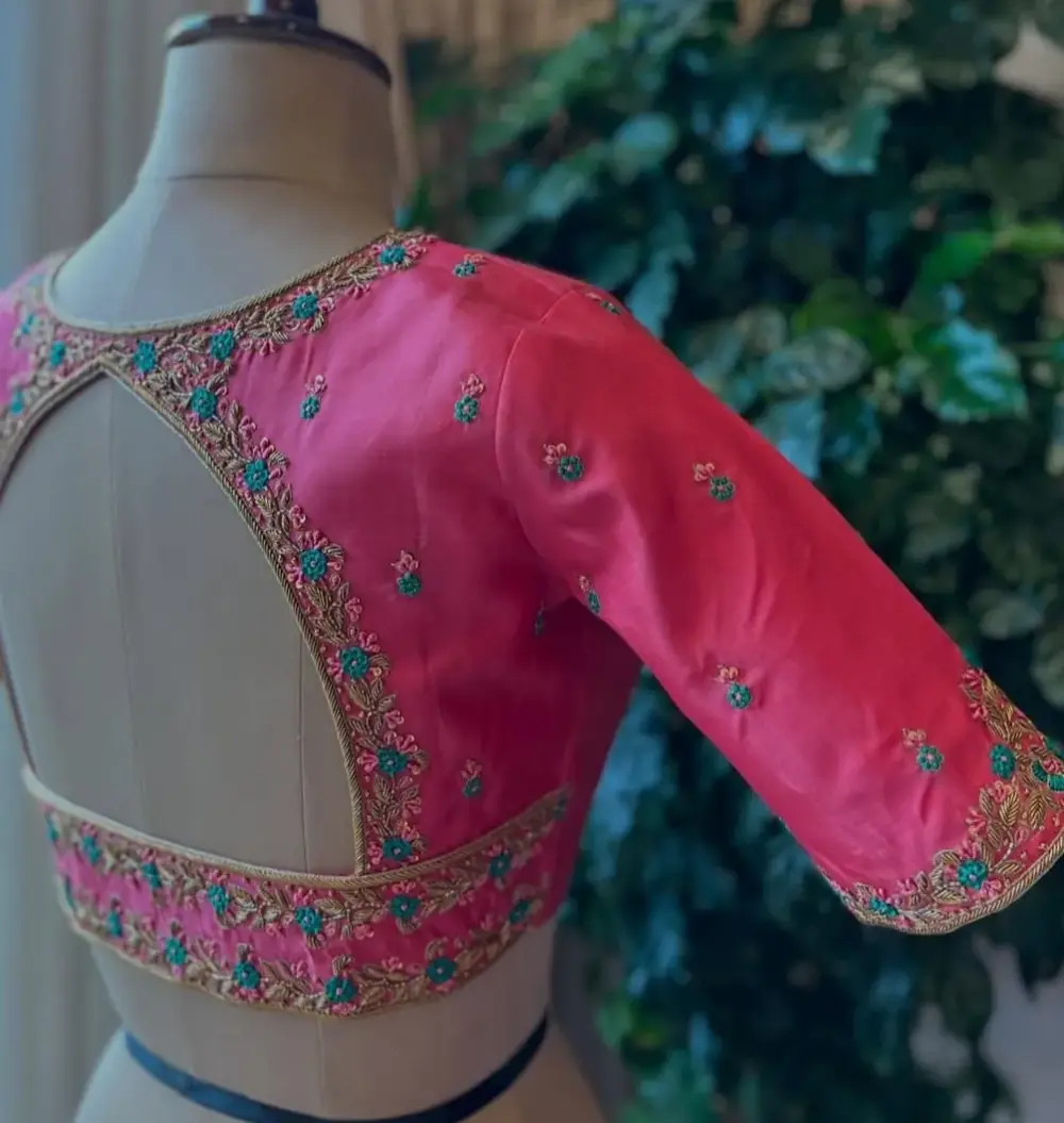 Grand Light Pink Zardosi Bridal Maggam Work Blouse Limited Edition Custom Sizes Available