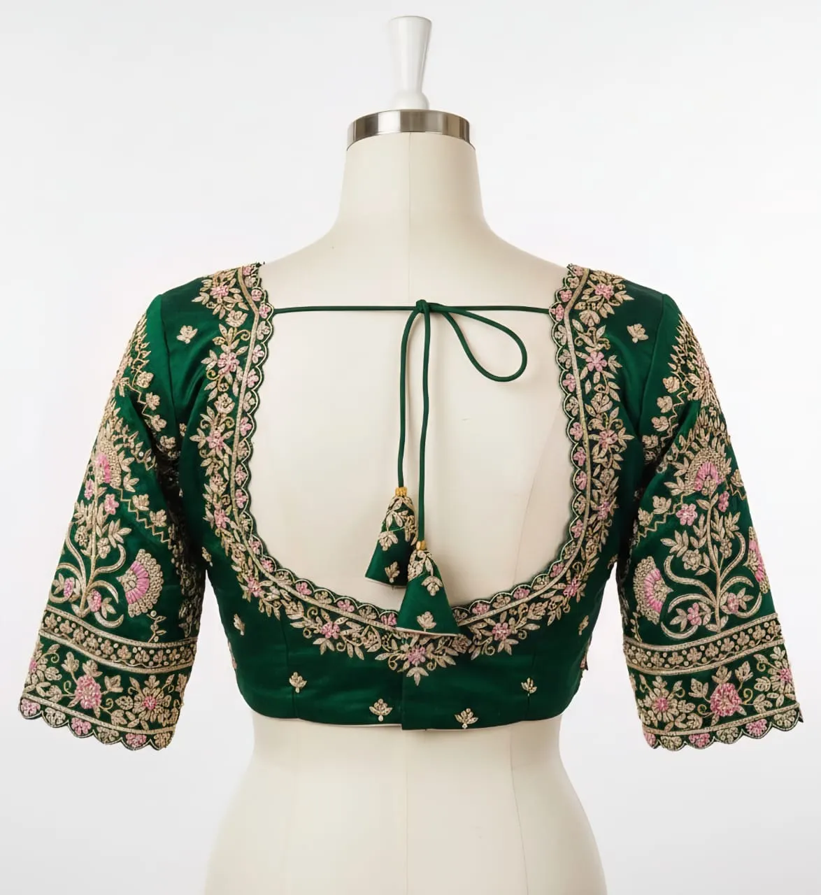 Green Designer Maggam Work Blouse Custom-Fit Perfection for Every Bride
