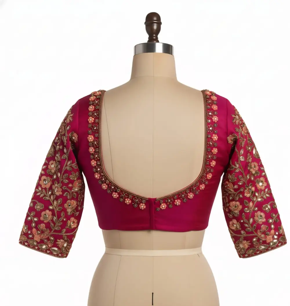 Handcrafted Red Bridal Maggam Work Blouse Premium Finish at Affordable Price