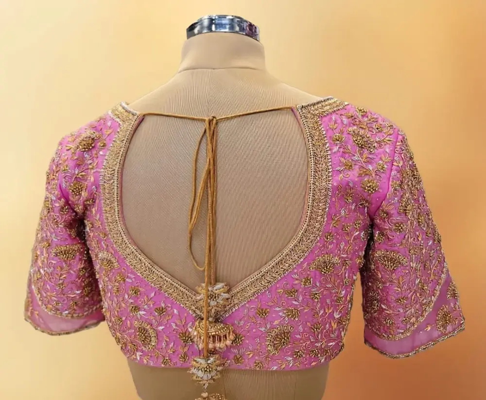 Latest Baby Pink Maggam Work Blouse for Weddings | Luxury Bridal Look Affordable Price Custom Fit