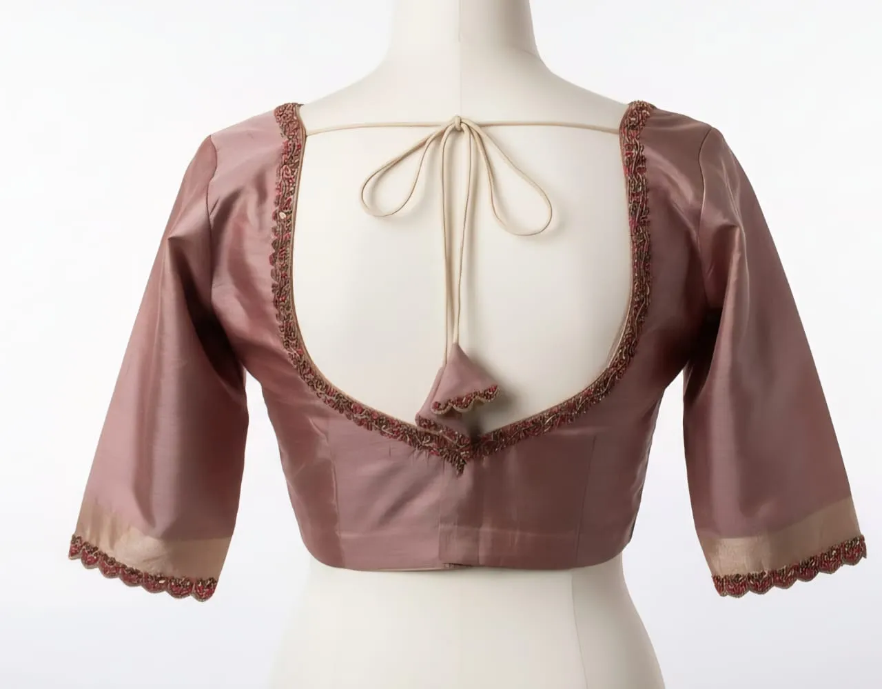 Minimal Dusty Rose Maggam Work Blouse Trending Custom-Made Elegance Under Budget