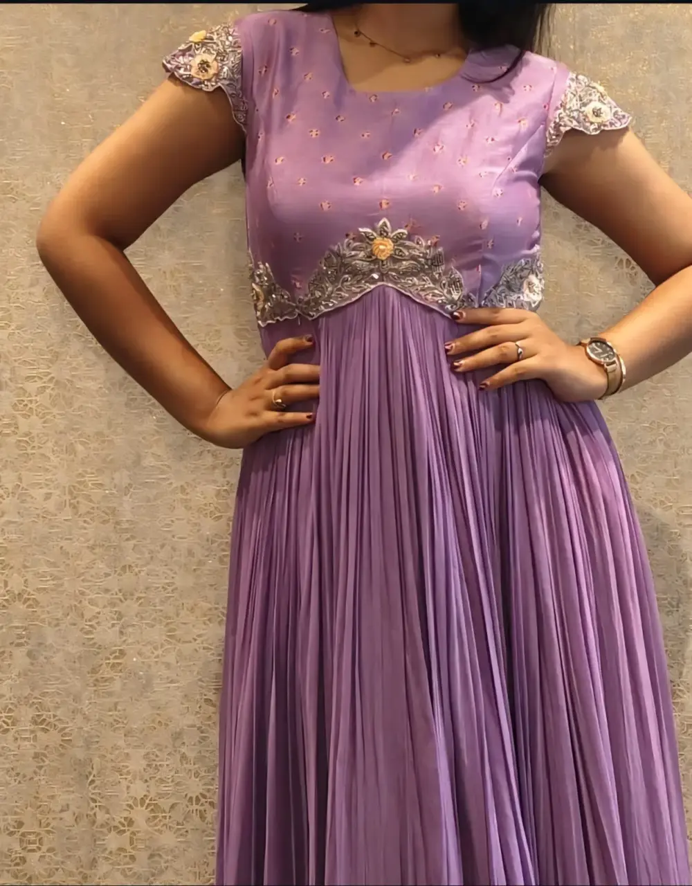 Onion Pink Bridal Maggam Work Long Frock | Premium Wedding Wear at Best Price