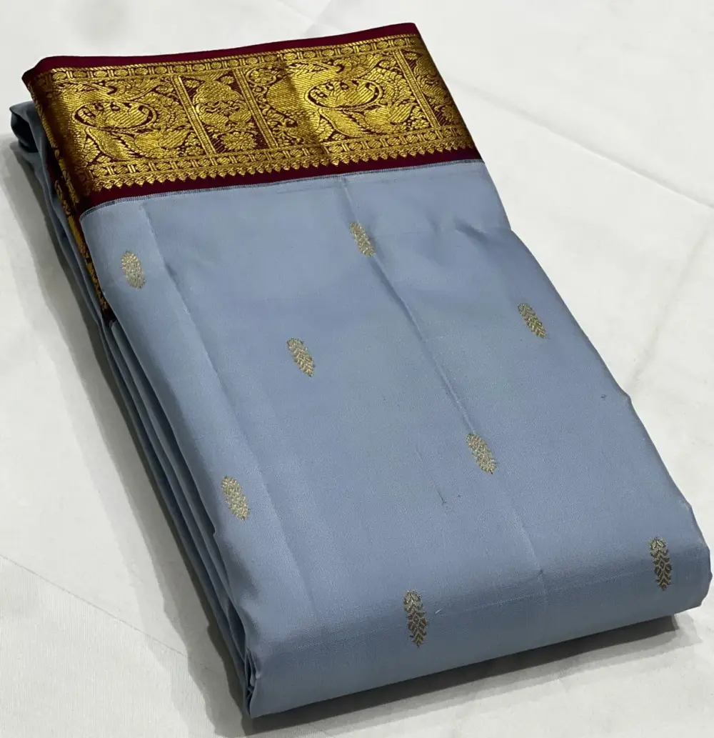 Opulent Light Blue Kanchipuram Handloom Saree | Pure Silk 2G++ Zari Craftsmanship Certified Silk Mark Value Deal