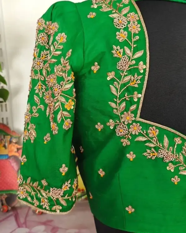 Premium Green Bridal Zardosi Maggam Work Blouse Grand Wedding Edition Best Deal