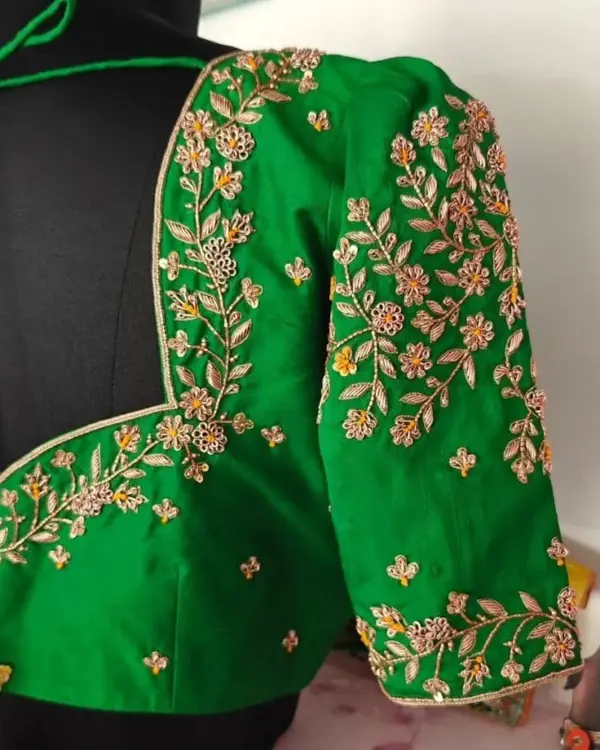 Premium Green Bridal Zardosi Maggam Work Blouse Grand Wedding Edition Best Deal