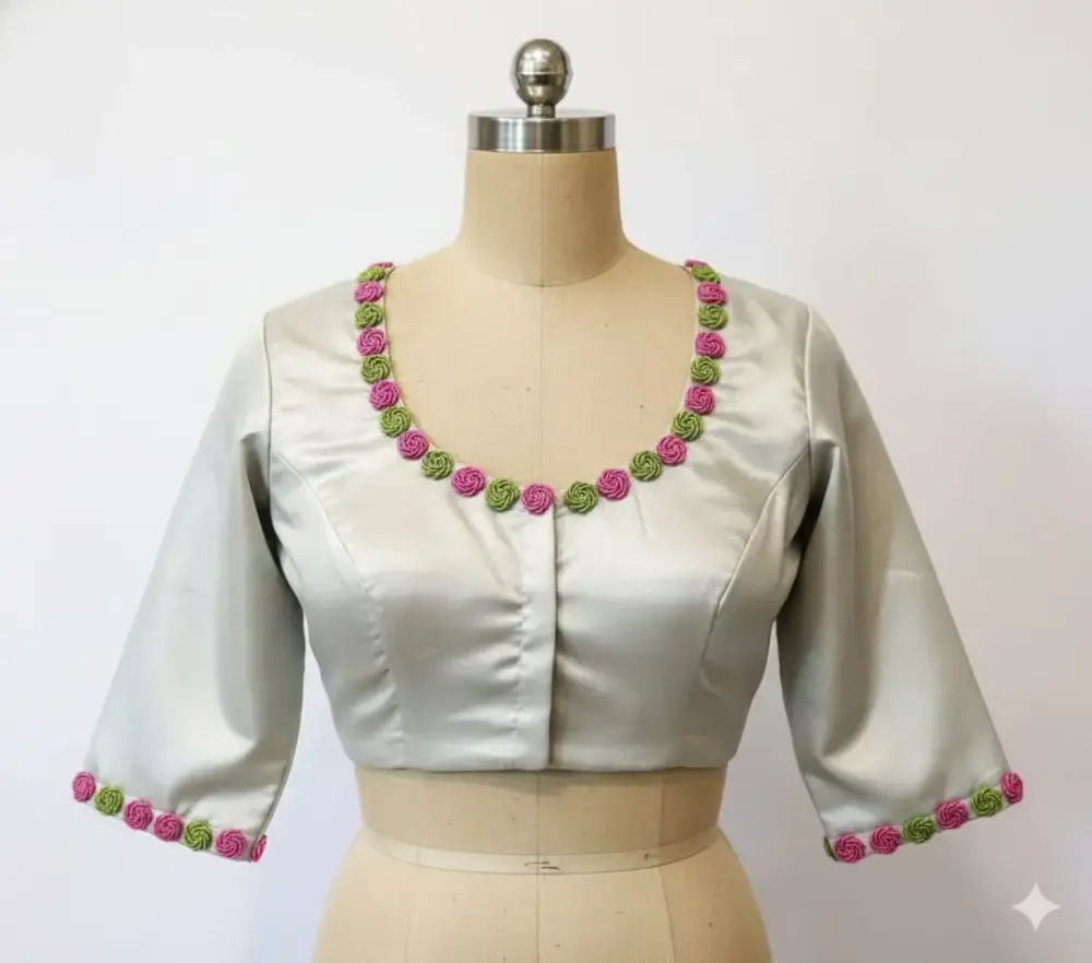 Premium Half White Maggam Embroidery Blouse Custom Fit Budget-Friendly