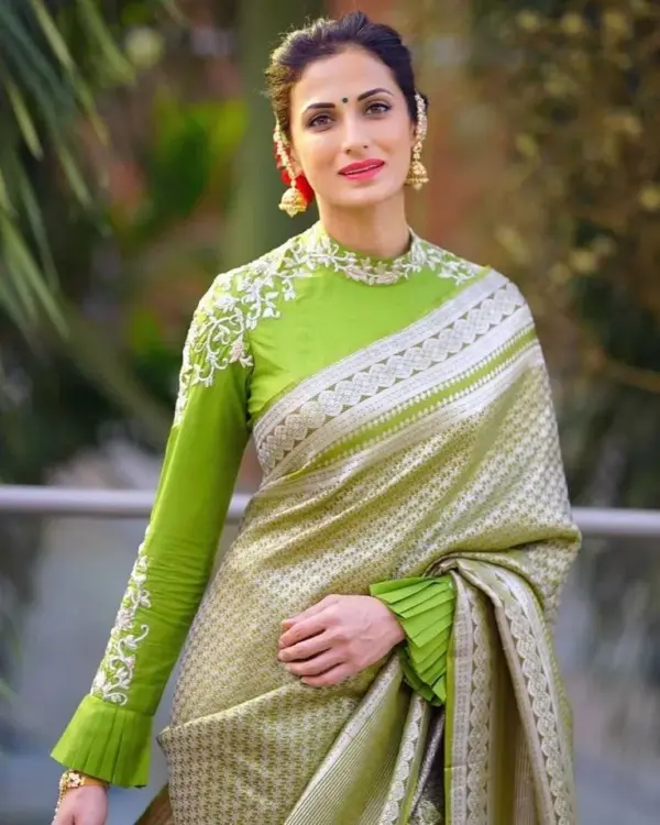 Premium Pista Green Maggam Work Party Blouse Full Sleeve Designer Look Budget-Friendly Under 5K