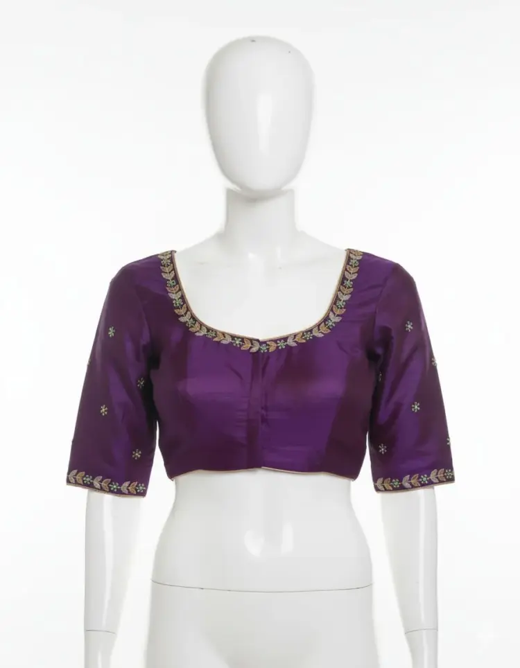 Premium Purple Minimal Maggam Work Blouse at Best Price Custom Sizes Available