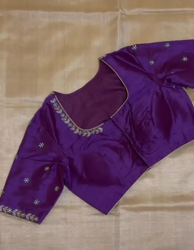 Premium Purple Minimal Maggam Work Blouse at Best Price Custom Sizes Available