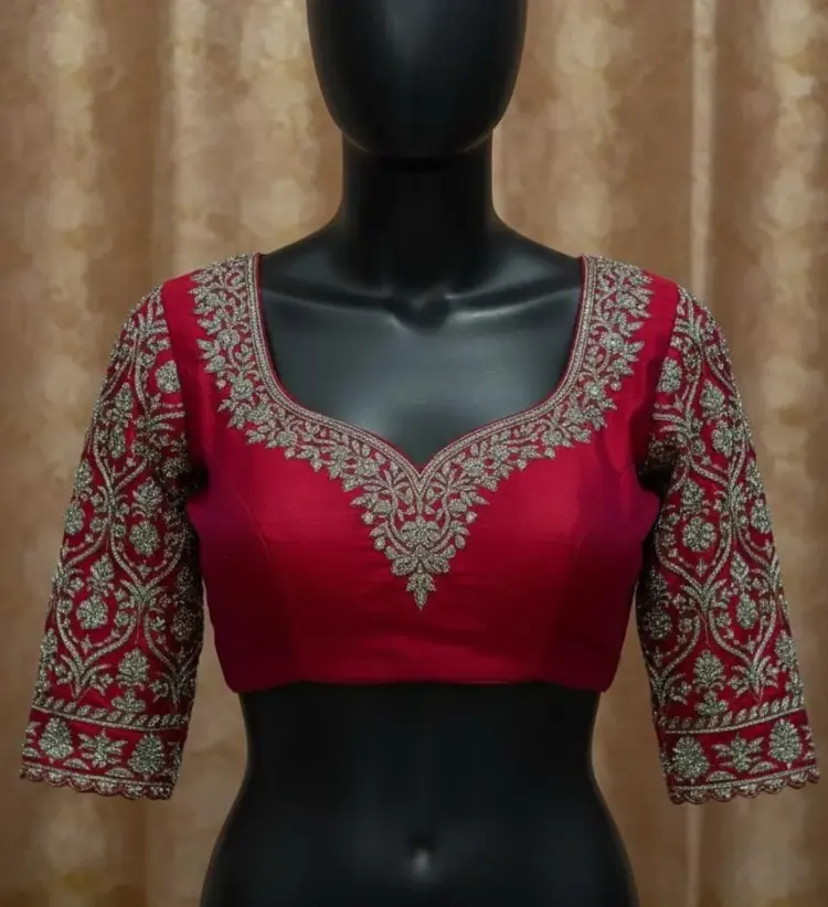 Red Bridal Grand Maggam Work Blouse Luxurious Handcrafted Perfection at the Best Price