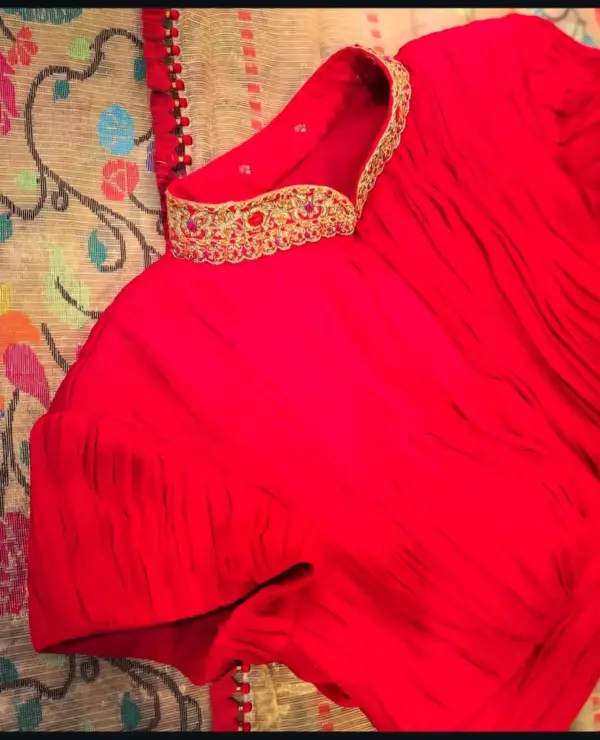 Red Collar Neck Wedding Maggam Work Blouse Luxury Bridal Design at Best Price Custom Sizes Available