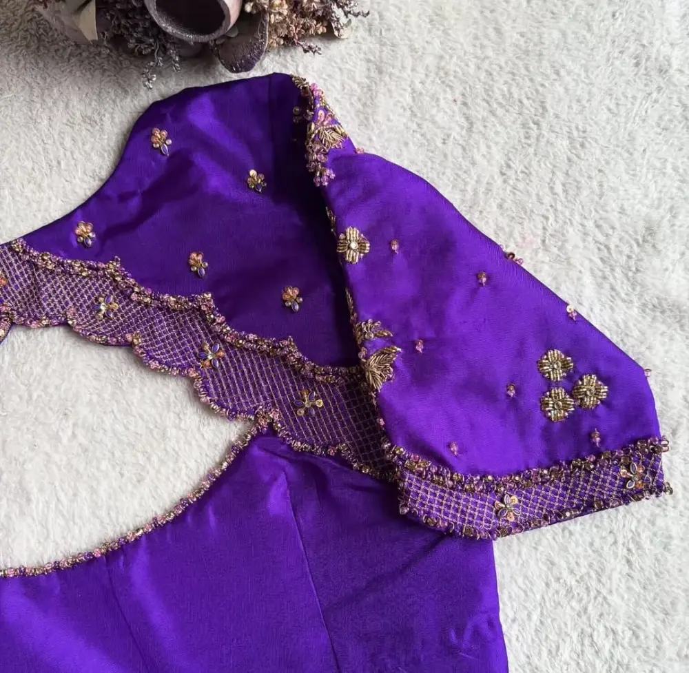 Royal Purple Maggam Work Blouse Exclusive Design Budget Deal, Perfect Fit