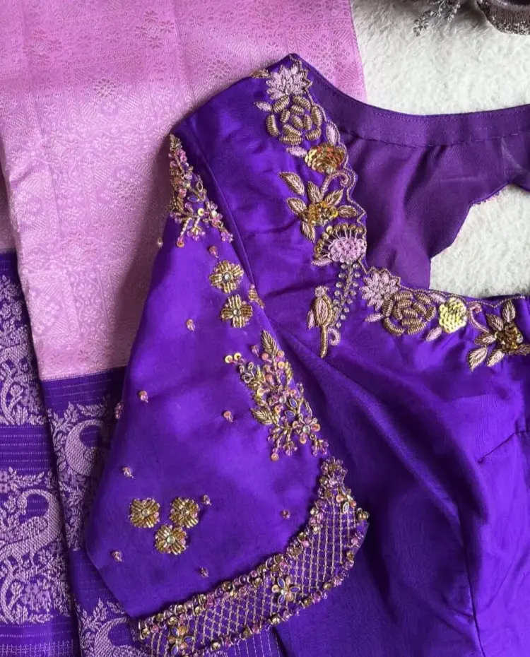 Royal Purple Maggam Work Blouse Exclusive Design Budget Deal, Perfect Fit