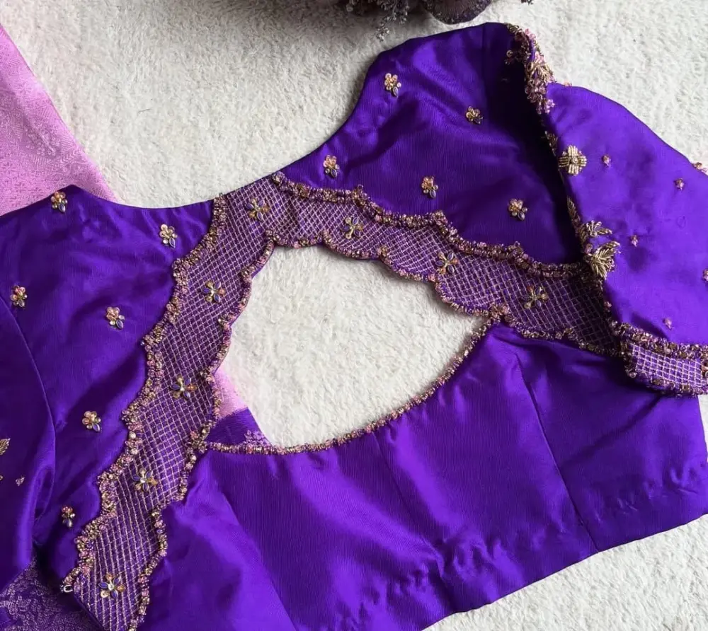 Royal Purple Maggam Work Blouse Exclusive Design Budget Deal, Perfect Fit