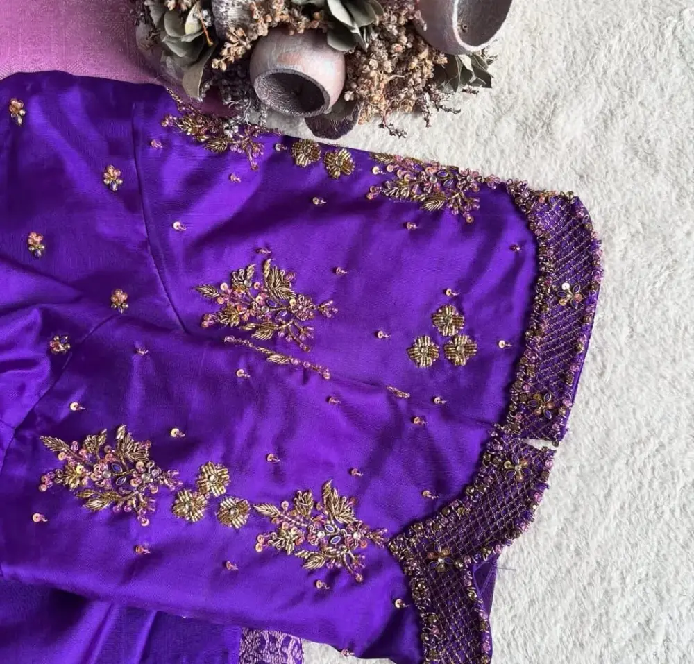 Royal Purple Maggam Work Blouse Exclusive Design Budget Deal, Perfect Fit