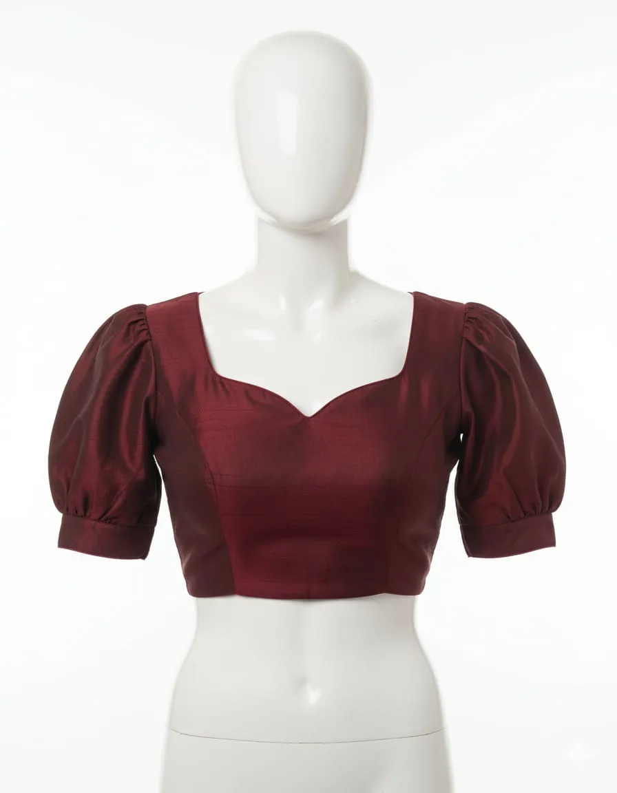Signature Puff Sleeve Saree Blouse Ready Made + Tailor-Fit Options