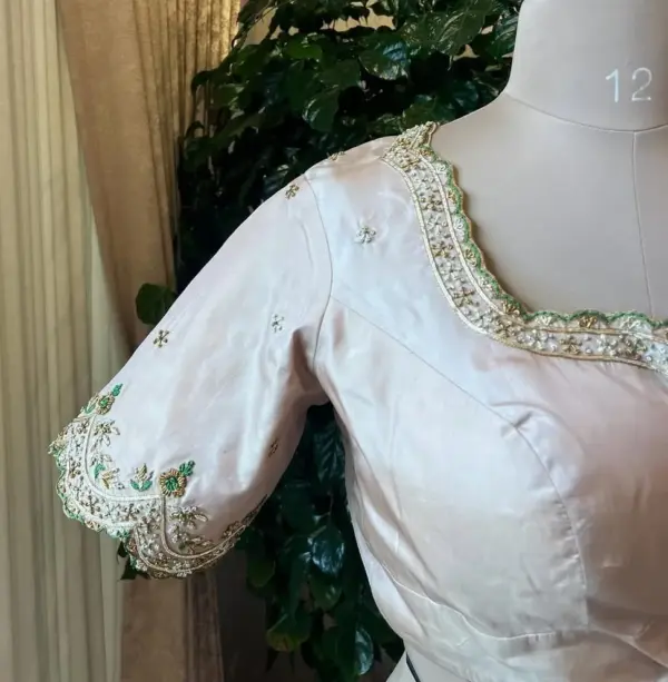 Stunning Creme Bridal Maggam Work Blouse Zardosi Handcrafted Elegance Exclusive Offer Price