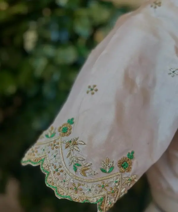 Stunning Creme Bridal Maggam Work Blouse Zardosi Handcrafted Elegance Exclusive Offer Price