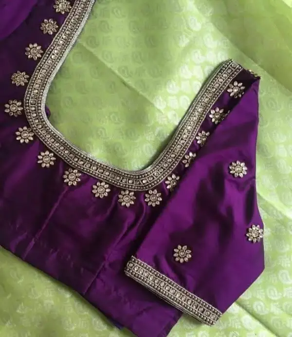 Stunning Purple Wedding Blouse Minimal Lines Maggam Work Best Price & Custom Sizes