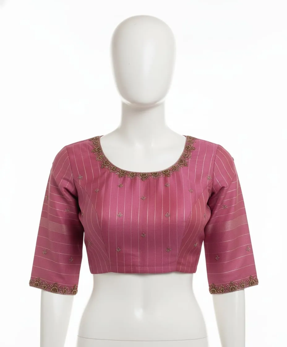 Stylish Pink Budget Maggam Work Blouse Handcrafted Design Perfect Custom Fit
