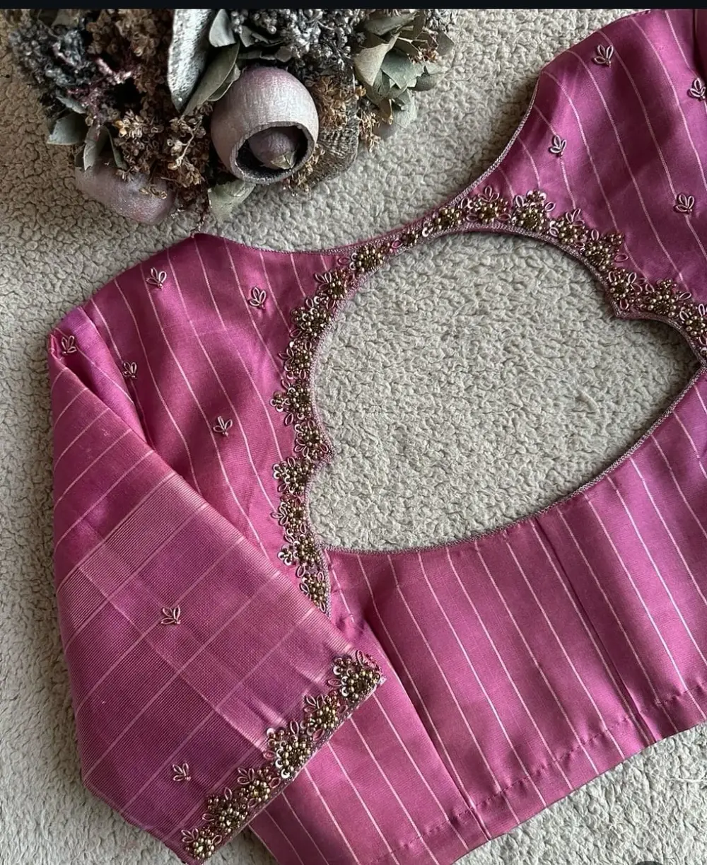 Stylish Pink Budget Maggam Work Blouse Handcrafted Design Perfect Custom Fit