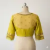 Vibrant Lemon Yellow Net Maggam Blouse Statement Party Piece Custom Size Options
