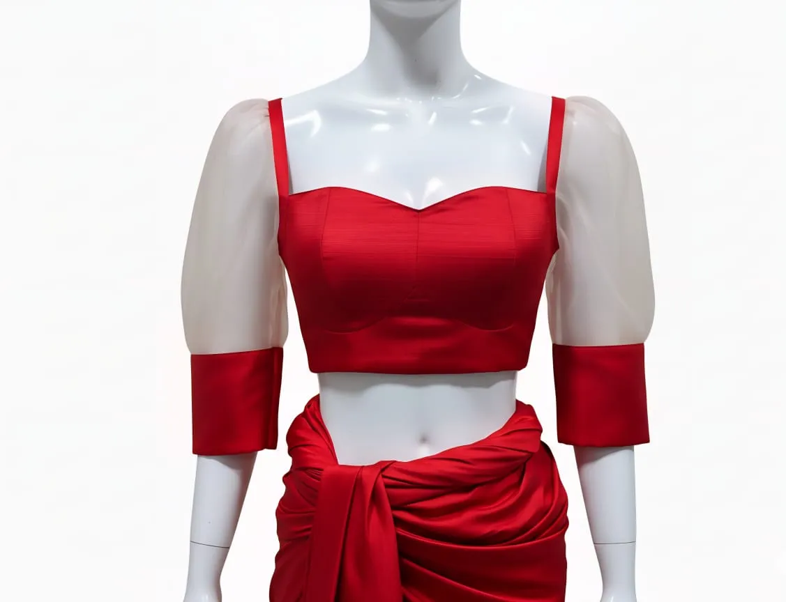 Exclusive Sweetheart Neck Maggam Work Blouse Elegant Net Sleeve Design