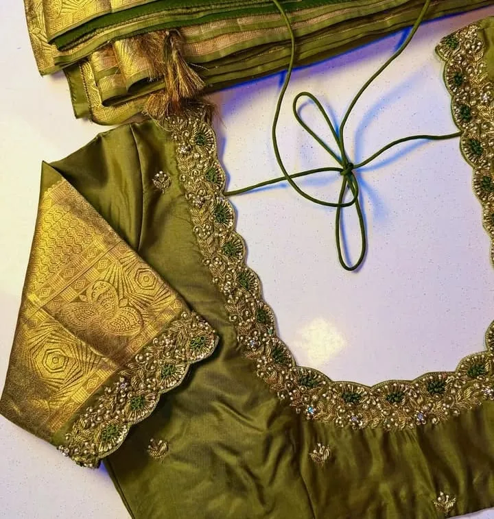 Magandi Green Maggam Work Blouse  BudgetFriendly Premium Design for Fast Buyers