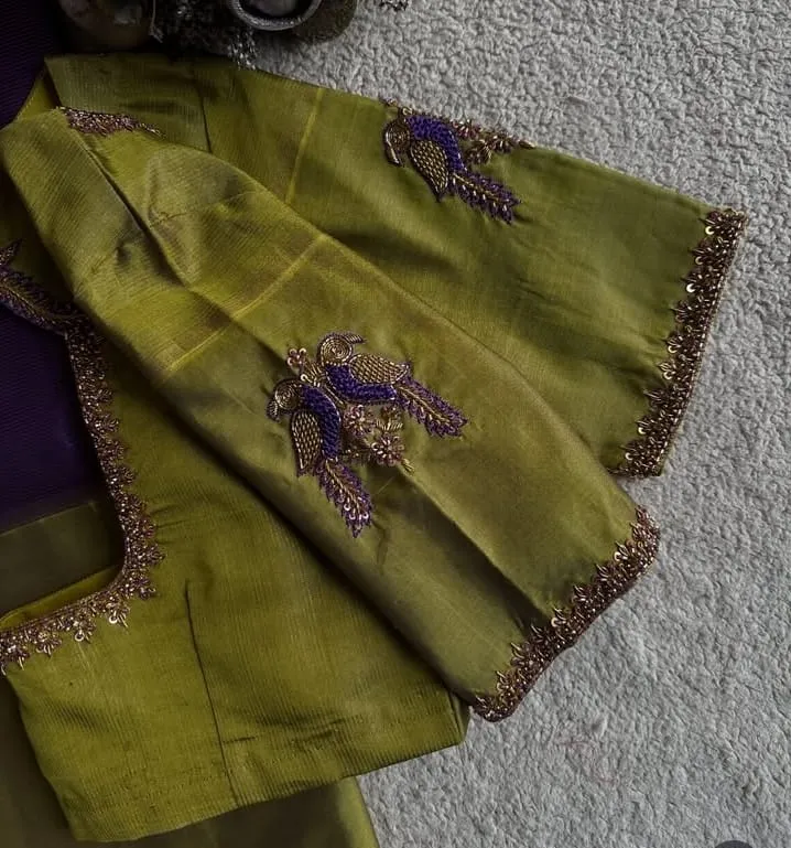 Mehendi Green Peacock Maggam Work Blouse  BudgetFriendly Premium Bridal Look