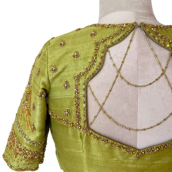 Parrot Green Bridal Blouse Under Budget  Trending Maggam Work for Weddings