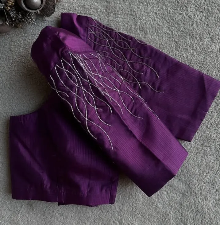Purple Silver Simple Maggam Blouse  Premium Look at Best Budget Price