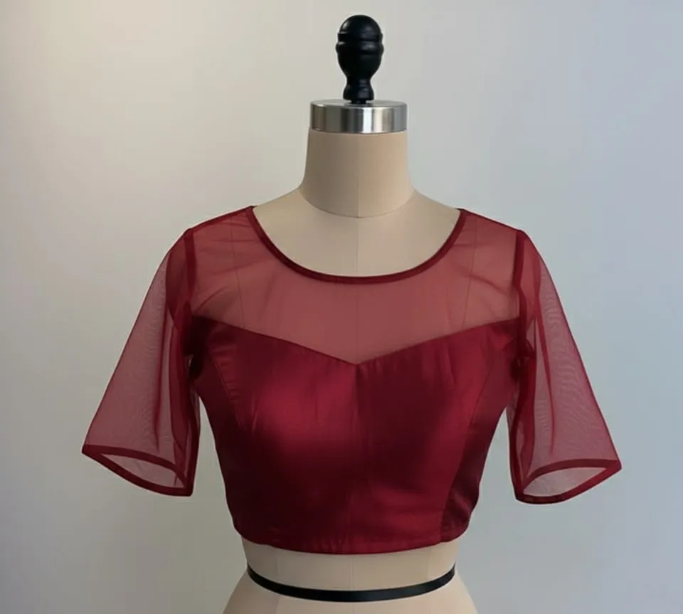 Red Net Designer Prince Cut Blouse Premium Daily Wear at Budget Price
