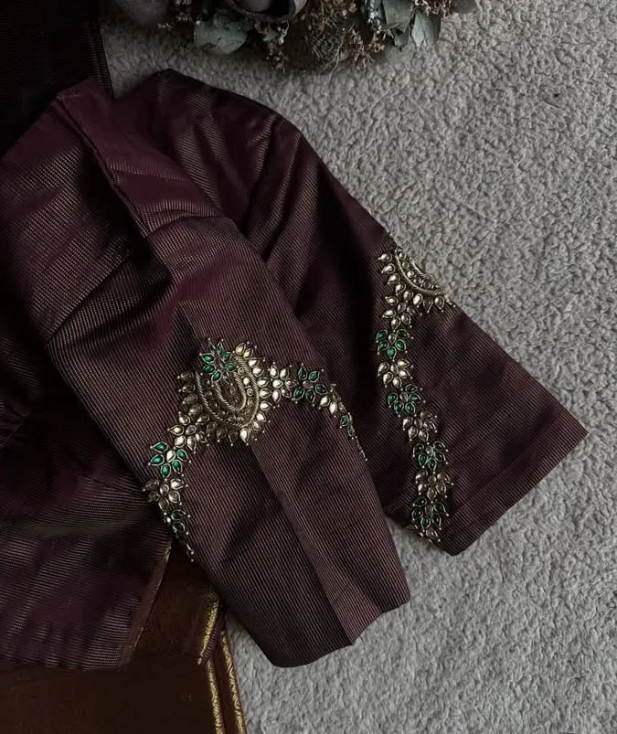 Simple Vanki Maggam Work Blouse in Coffee Brown  Premium Appeal on a Budget
