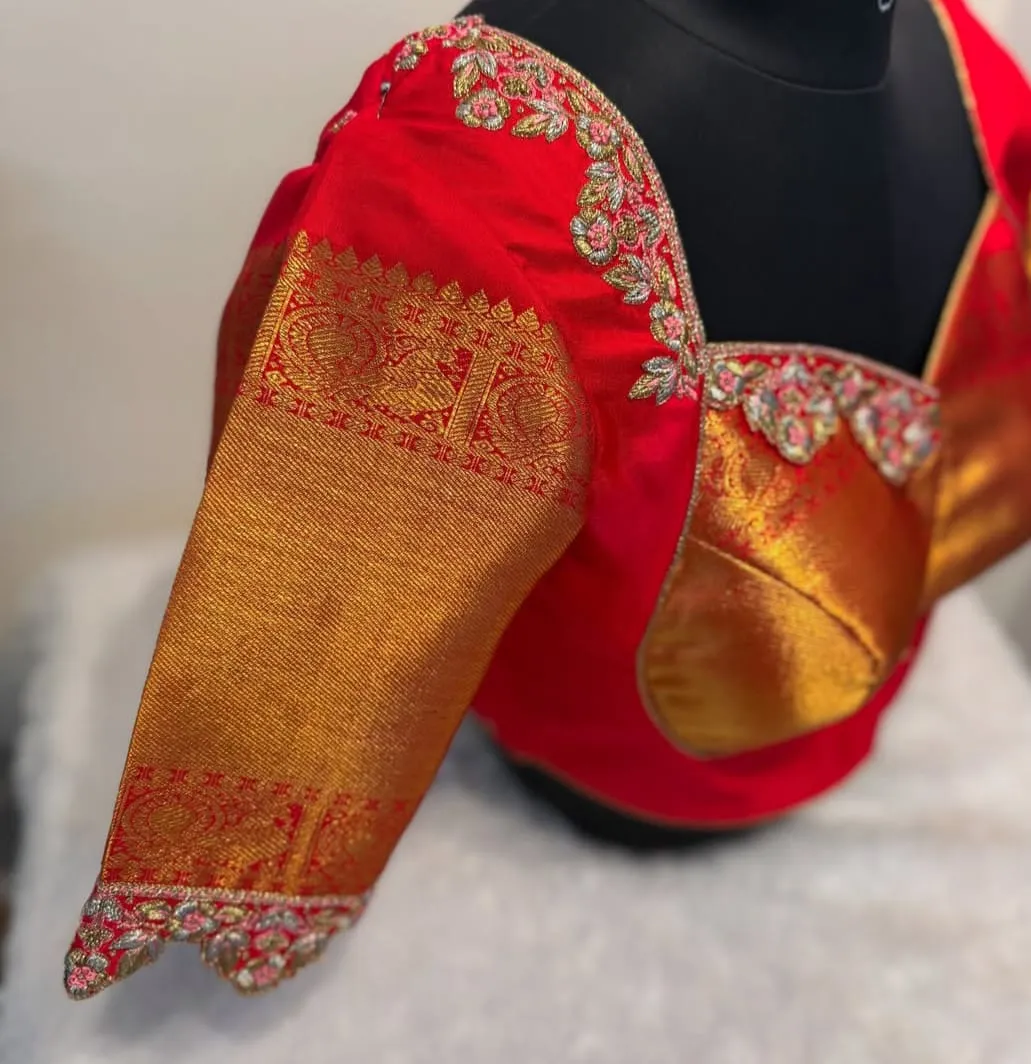 Stunning Orange Cutwork Maggam Blouse Latest Zardosi Work Designs for Unmatched Visibility