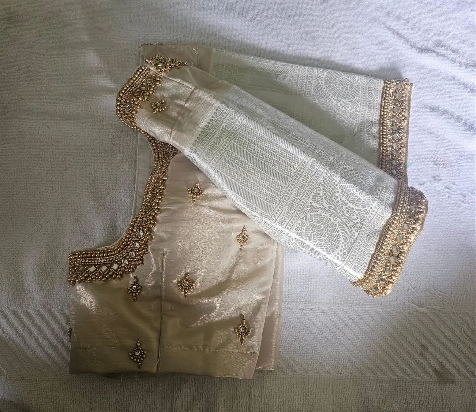 Affordable Half White Maggam Work Blouse Designs  Limited Stock