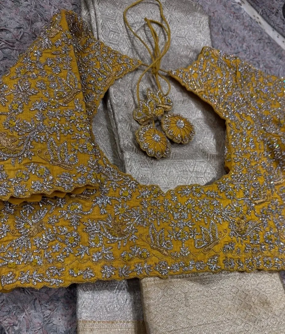 designer handcrafted maggam work blouse