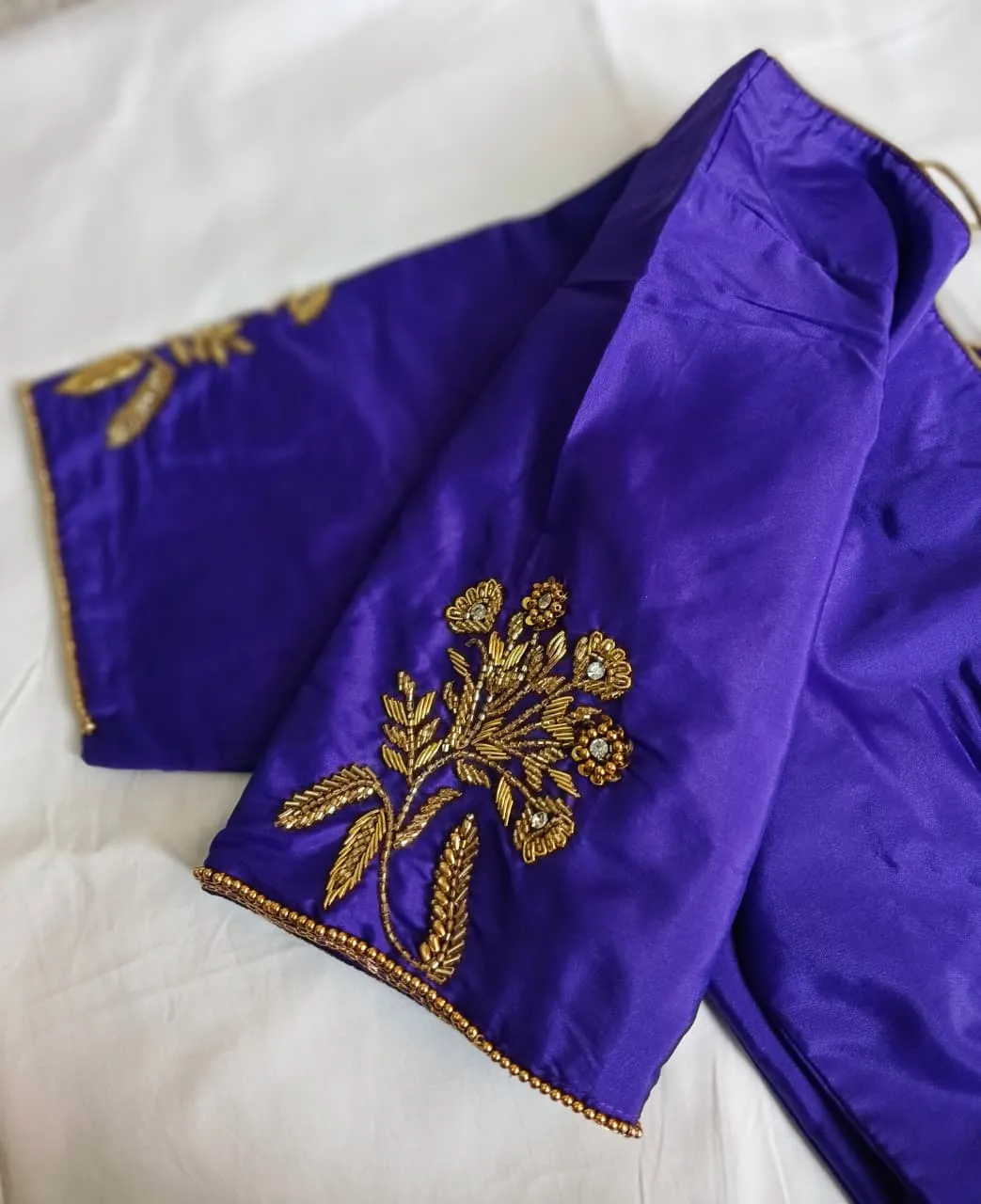 Blue Maggam Work Blouse for Sarees  Lightweight Simple Design 2025