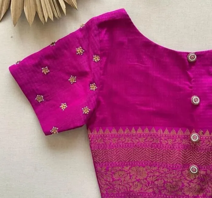 Buy Pink Boat Neck Maggam Work Blouse  Lightweight Classy  Perfect Fit