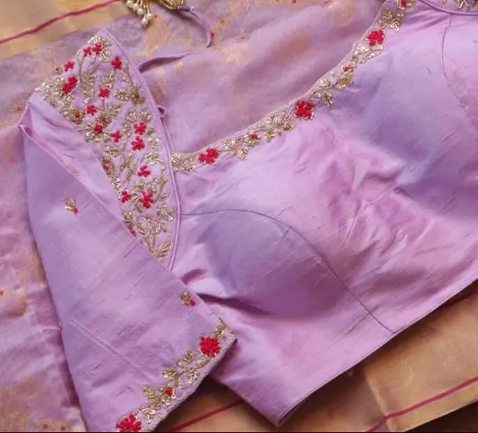 Designer Lavender Maggam Work Blouse Wedding-Ready Handcrafted Fashion