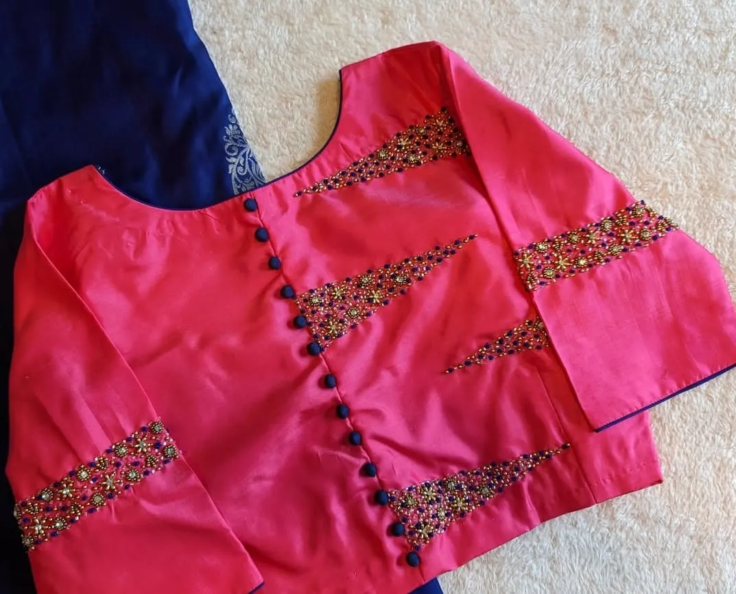 Elegant Rani Pink Boat Neck Blouse Inspiration A Royal Look for Every Occasion