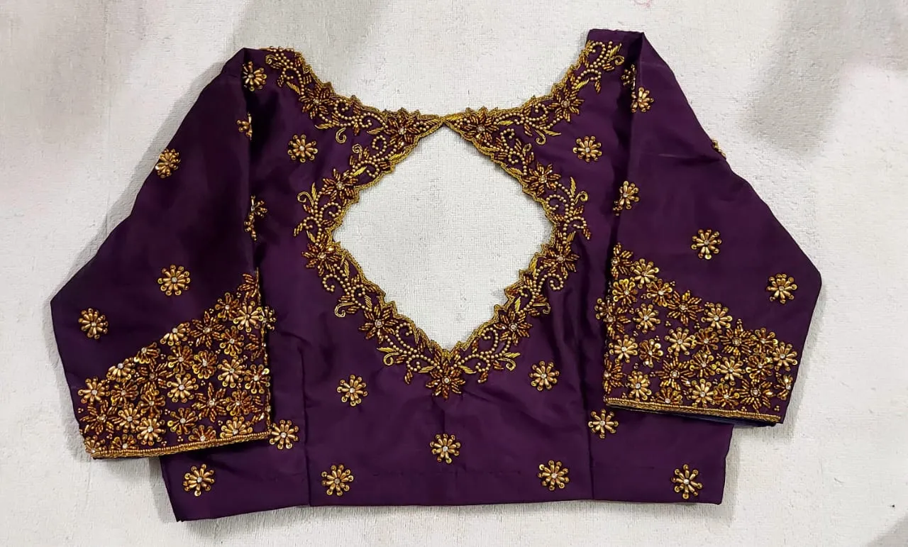 Elite Collection Deep Wine Maggam Handwork Blouse  The Ultimate Wedding Essential