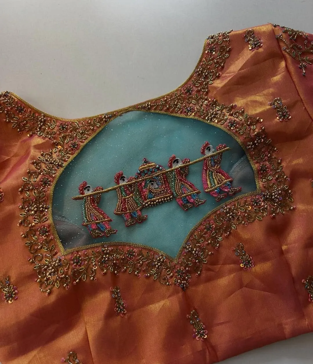 Exclusive Orange Palki Bridal Blouse Heavy Wedding Maggam Embroidery  Customised Design
