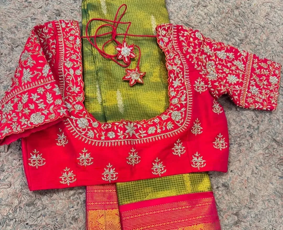 Exclusive Red Bridal Maggam Work Blouse  Handmade Designer Collection