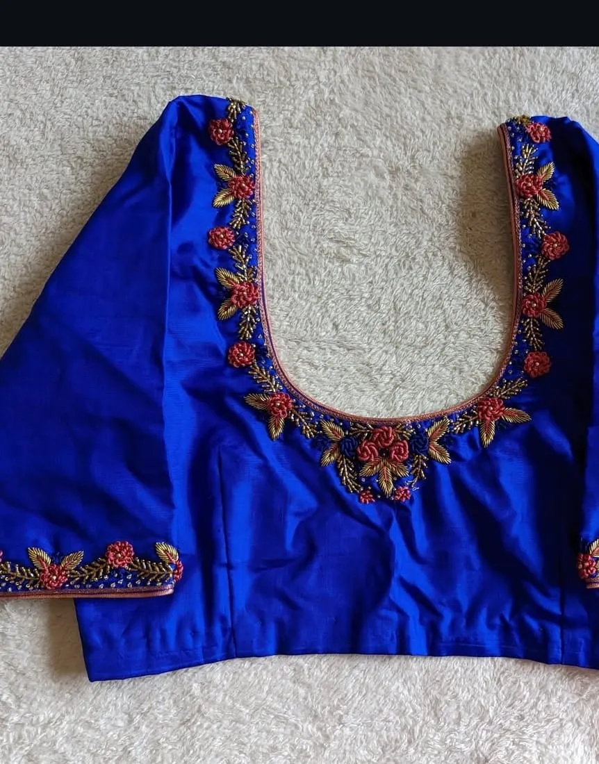 Exquisite Blue Thread Maggam Work Blouse Perfect for Weddings  Festive Occasions