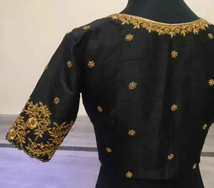 Luxury Black High Neck Bridal Zardosi Maggam Work Blouse  Grand Wedding Couture Edition