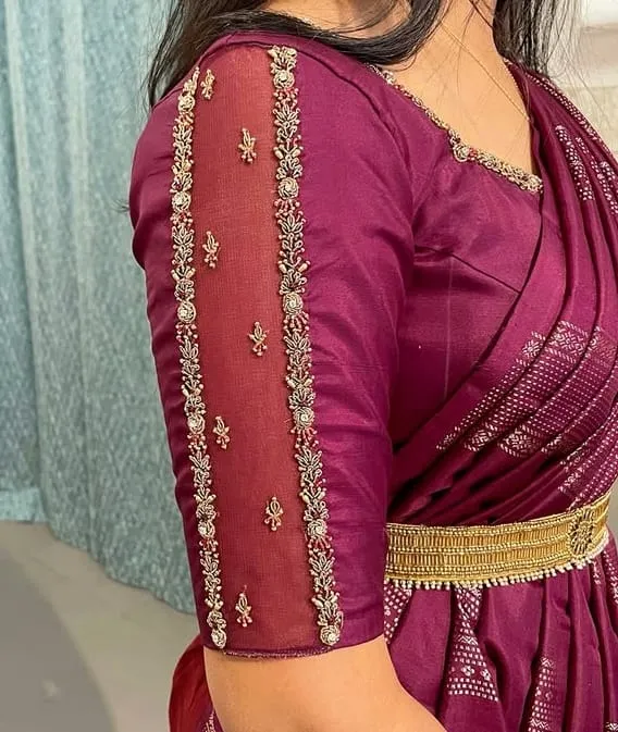 New Arrival Wine Colour Maggam Work Blouse Best Budget Pick