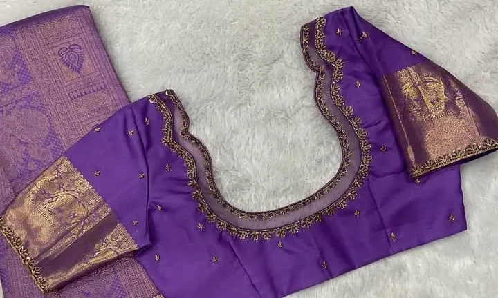 New  Lavender Net Blouse  Maggam Work  Affordable Price